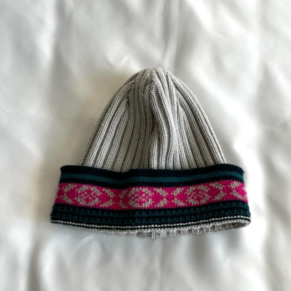 Cable Knit Beanie Pink Multi Boho Eclectic/ One Size- Unisex